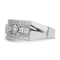 Brilliant Embers Sterling Silver Rhodium-plated 59 Stone Micro Pav������ CZ Polished Ring