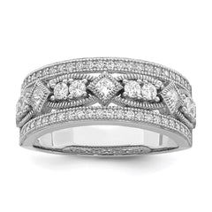 Brilliant Embers Sterling Silver Rhodium-plated 59 Stone Micro Pav������ CZ Polished Ring