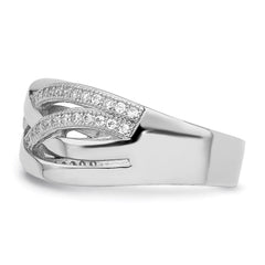 Brilliant Embers Sterling Silver Rhodium-plated 44 Stone Micro Pav�� CZ Polished Ring
