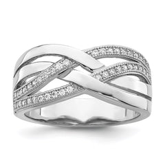 Brilliant Embers Sterling Silver Rhodium-plated 44 Stone Micro Pav�� CZ Polished Ring