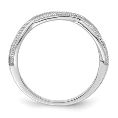 Brilliant Embers Sterling Silver Rhodium-plated 48 Stone Criss Cross Micro Pav�� CZ Polished Ring