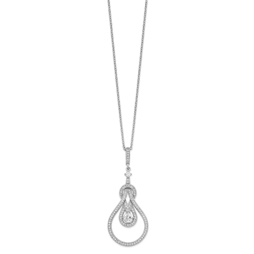 Brilliant Embers Sterling Silver Rhodium-plated 109 Stone 18 inch Micro Pav������ CZ Polished Necklace with 2 Inch Extender QMP1066-18