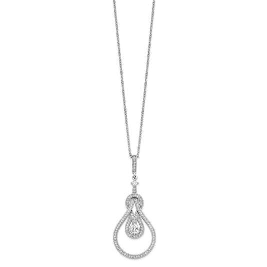 Brilliant Embers Sterling Silver Rhodium-plated 109 Stone 18 inch Micro Pav������ CZ Polished Necklace with 2 Inch Extender QMP1066-18