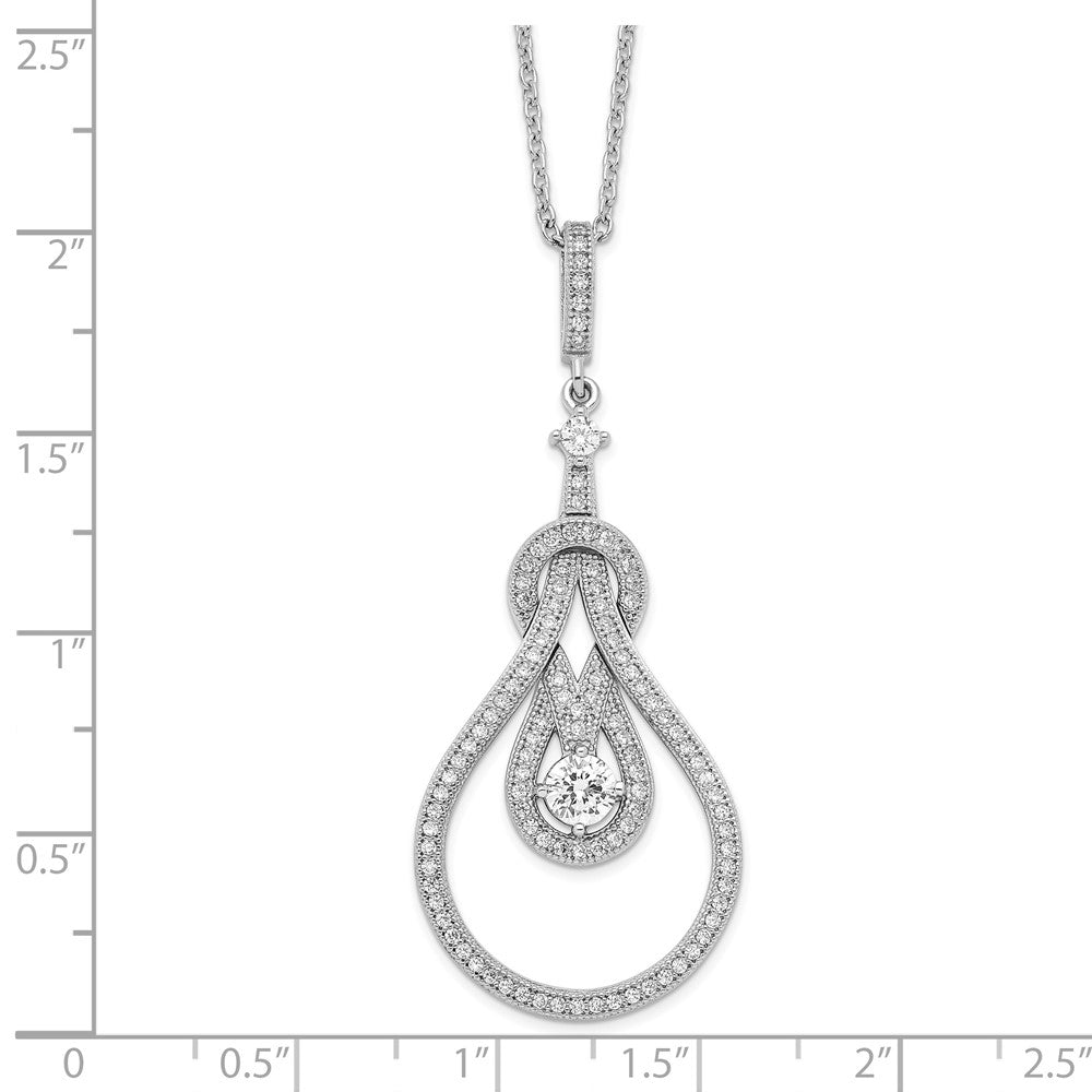 Brilliant Embers Sterling Silver Rhodium-plated 109 Stone 18 inch Micro Pav������ CZ Polished Necklace with 2 Inch Extender QMP1066-18