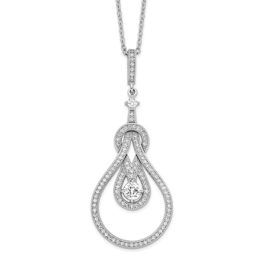 Brilliant Embers Sterling Silver Rhodium-plated 109 Stone 18 inch Micro Pav������ CZ Polished Necklace with 2 Inch Extender QMP1066-18