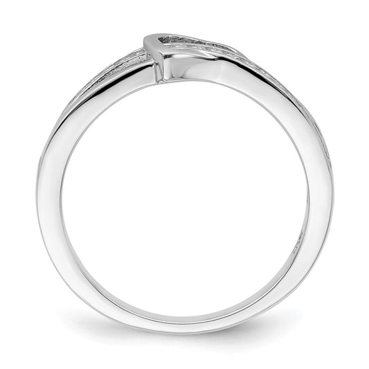 Brilliant Embers Sterling Silver Rhodium-plated 20 Stone Micro Pav������ CZ Heart Ring