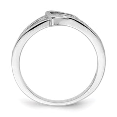Brilliant Embers Sterling Silver Rhodium-plated 20 Stone Micro Pav������ CZ Heart Ring