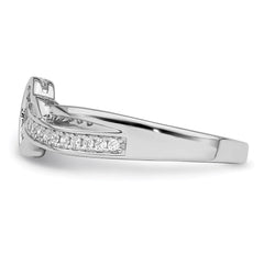 Brilliant Embers Sterling Silver Rhodium-plated 20 Stone Micro Pav������ CZ Heart Ring