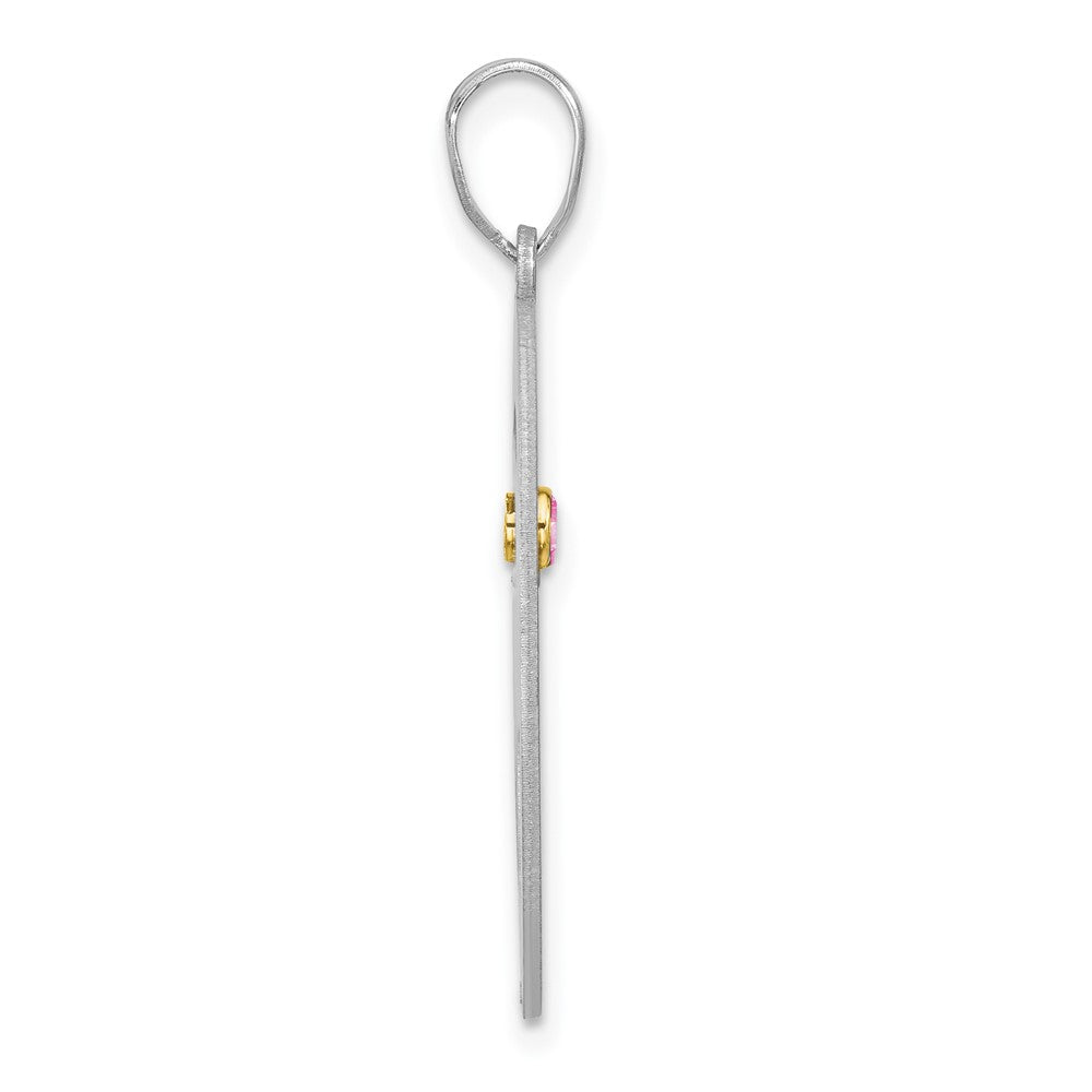 Sterling Silver/Rhod-plated 1 Birthstone with 14k Bezel Family Pendant QMP10_1G--6