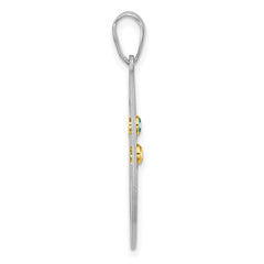 Sterling Silver/Rhod-plated 2 Birthstone with 14k Bezel Pendant QMP10_2G--6