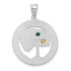 Sterling Silver/Rhod-plated 2 Birthstone with 14k Bezel Pendant QMP10_2G--6