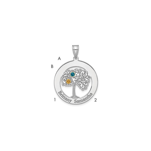 Sterling Silver/Rhod-plated 2 Birthstone with 14k Bezel Pendant QMP10_2G--6
