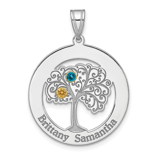 Sterling Silver/Rhod-plated 2 Birthstone with 14k Bezel Pendant QMP10_2G--6