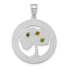 Sterling Silver/Rhod-plated 3 Birthstone with 14k Bezel Family Pendant QMP10_3G--6