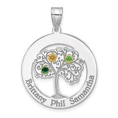 Sterling Silver/Rhod-plated 3 Birthstone with 14k Bezel Family Pendant QMP10_3G--6