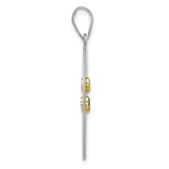 Sterling Silver/Rhod-plated 4 Birthstone with 14k Bezel Family Pendant QMP10_4G--6