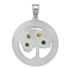 Sterling Silver/Rhod-plated 4 Birthstone with 14k Bezel Family Pendant QMP10_4G--6