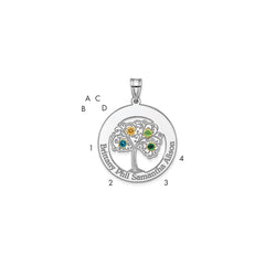 Sterling Silver/Rhod-plated 4 Birthstone with 14k Bezel Family Pendant QMP10_4G--6