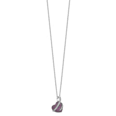 Brilliant Embers Sterling Silver Rhodium-plated 68 Stone 18 inch Micro Pav������ Pink and White CZ Heart Necklace with 2 Inch Extender QMP1114-18