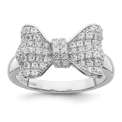 Brilliant Embers Sterling Silver Rhodium-plated 71 Stone Micro Pav������ CZ Bow Ring