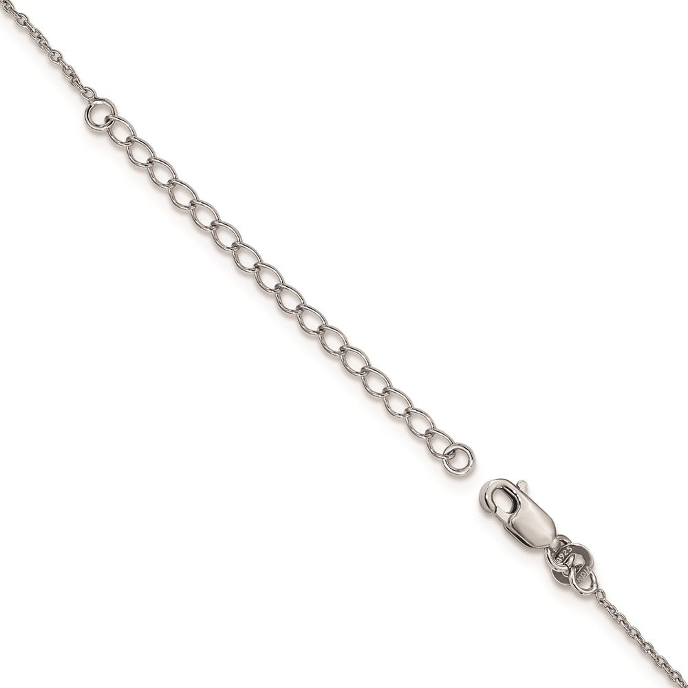 Brilliant Embers Sterling Silver Rhodium-plated 20 Stone 18 inch White and Green Micro Pav������ CZ Necklace with 2 Inch Extender QMP1324-18