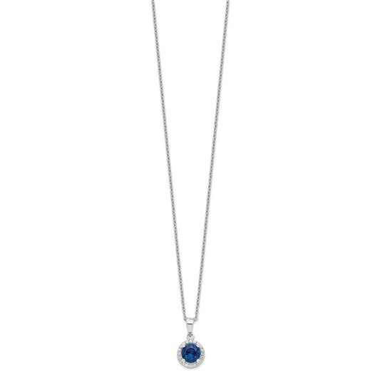 Brilliant Embers Sterling Silver Rhodium-plated 20 Stone 18 inch White and Blue Micro Pav������ CZ Necklace with 2 Inch Extender QMP1334-18