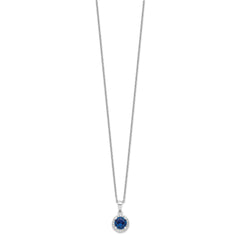 Brilliant Embers Sterling Silver Rhodium-plated 20 Stone 18 inch White and Blue Micro Pav������ CZ Necklace with 2 Inch Extender QMP1334-18