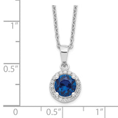 Brilliant Embers Sterling Silver Rhodium-plated 20 Stone 18 inch White and Blue Micro Pav������ CZ Necklace with 2 Inch Extender QMP1334-18