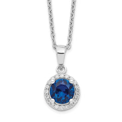 Brilliant Embers Sterling Silver Rhodium-plated 20 Stone 18 inch White and Blue Micro Pav������ CZ Necklace with 2 Inch Extender QMP1334-18