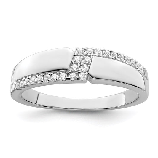 Brilliant Embers Sterling Silver Rhodium-plated 24 Stone Micro Pav������ CZ Men's Ring