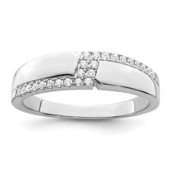 Brilliant Embers Sterling Silver Rhodium-plated 24 Stone Micro Pav������ CZ Men's Ring