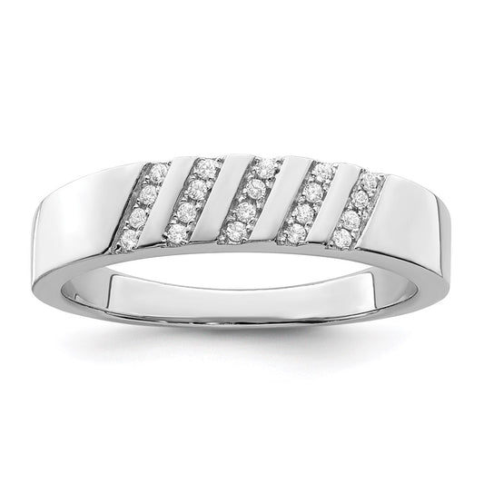 Brilliant Embers Sterling Silver Rhodium-plated 20 Stone Micro Pav������ CZ Men's Ring