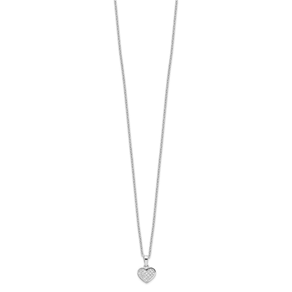 Brilliant Embers Sterling Silver Rhodium-plated 21 Stone 18 inch Micro Pav������ CZ Heart Necklace with 2 Inch Extender QMP137-18