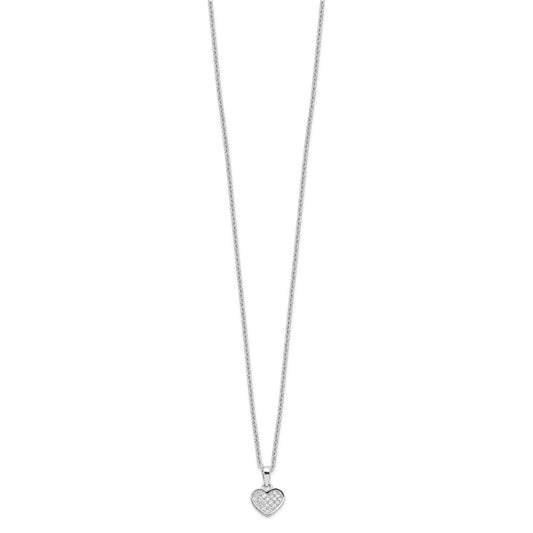 Brilliant Embers Sterling Silver Rhodium-plated 21 Stone 18 inch Micro Pav������ CZ Heart Necklace with 2 Inch Extender QMP137-18