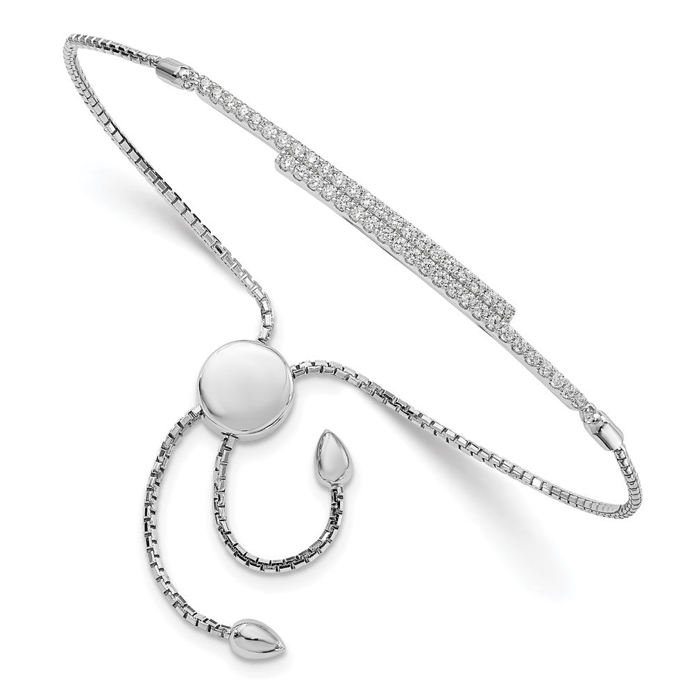 Brilliant Embers Sterling Silver Rhodium-plated 46 Stone Micro Pav������������������������������������������������������������������������������������������������������������������������������������������������������������������ CZ Adjustable Bracelet QMP1373