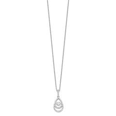 Brilliant Embers Sterling Silver Rhodium-plated 46 Stone 18 inch Moving Center Vibrant CZ with Micro Pav������ CZ Necklace with 2 Inch Extender QMP1397-18