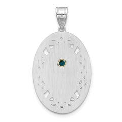 Sterling Silver Rhodium-plated/14k Bezel Crystal Family Pendant QMP13_1G