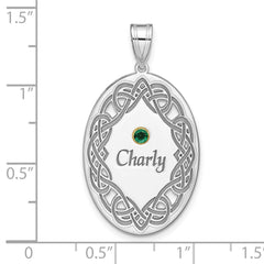 Sterling Silver Rhodium-plated/14k Bezel Crystal Family Pendant QMP13_1G
