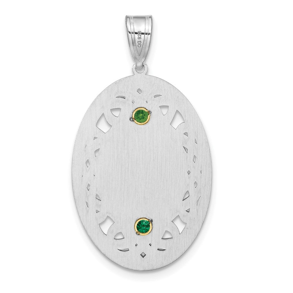 Sterling Silver Rhodium-plated/14k Bezel Crystal Family Pendant QMP13_2G