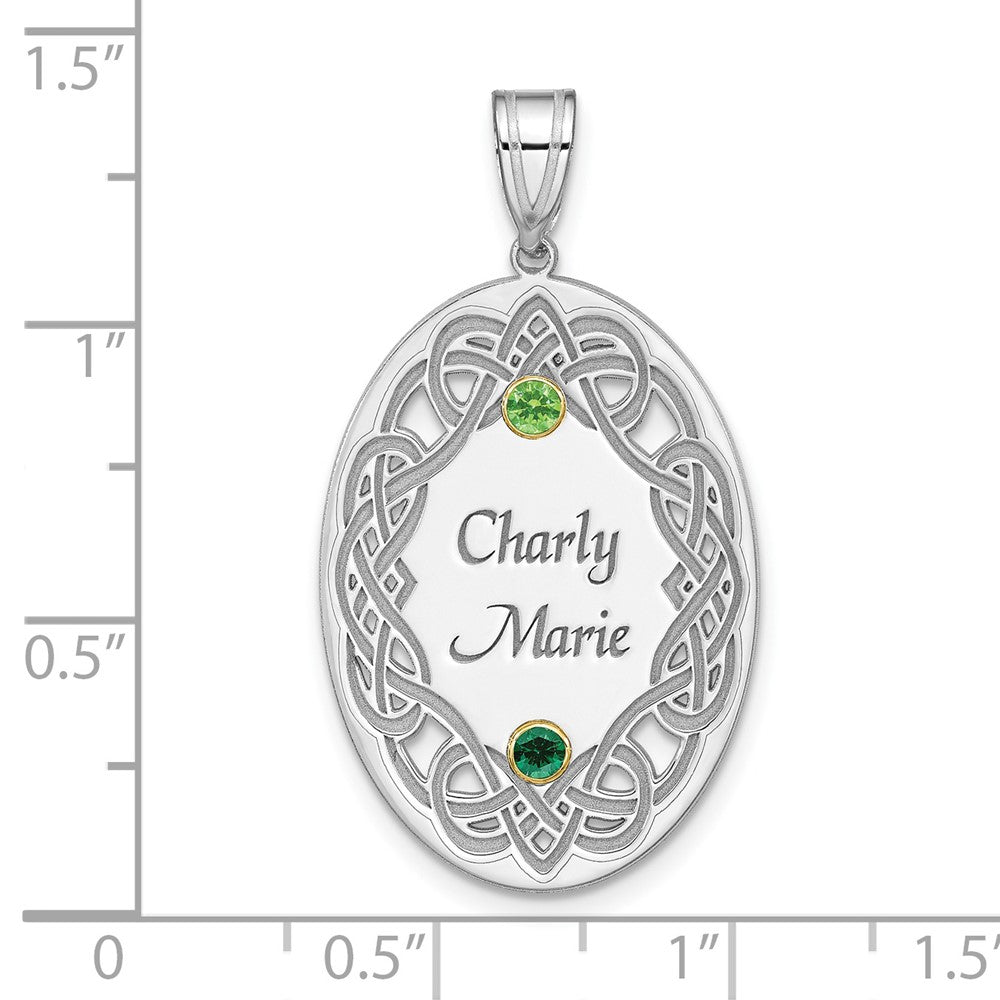 Sterling Silver Rhodium-plated/14k Bezel Crystal Family Pendant QMP13_2G