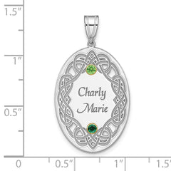 Sterling Silver Rhodium-plated/14k Bezel Crystal Family Pendant QMP13_2G