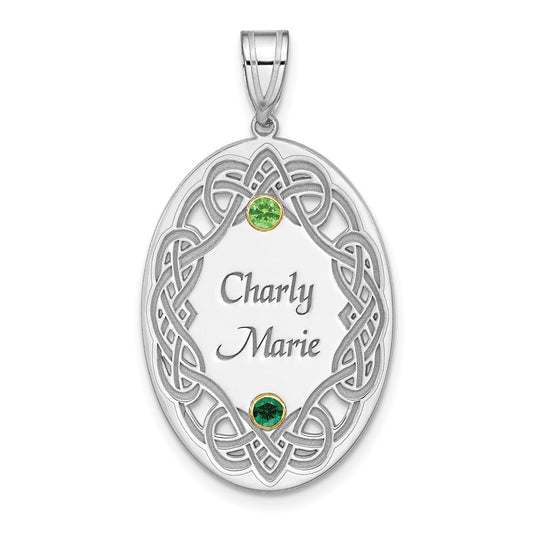 Sterling Silver Rhodium-plated/14k Bezel Crystal Family Pendant QMP13_2G