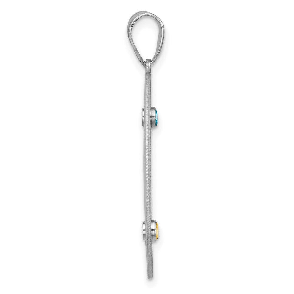 Sterling Silver Rhodium-plated Crystal Family Pendant QMP13_2SS--6