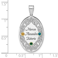 Sterling Silver Rhodium-plated/14k Bezel Crystal Family Pendant QMP13_3G