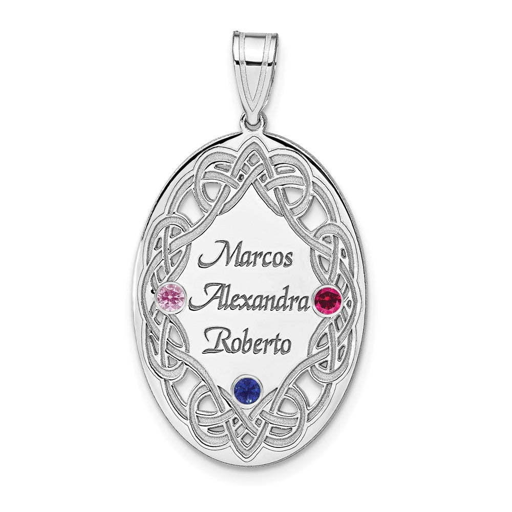 Sterling Silver Rhodium-plated Crystal Family Pendant QMP13_3SS--6