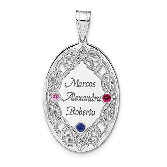 Sterling Silver Rhodium-plated Crystal Family Pendant QMP13_3SS--6