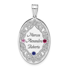 Sterling Silver Rhodium-plated Crystal Family Pendant QMP13_3SS--6