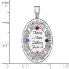 Sterling Silver Rhodium-plated/14k Bezel Crystal Family Pendant QMP13_4G