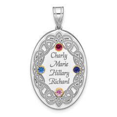 Sterling Silver Rhodium-plated/14k Bezel Crystal Family Pendant QMP13_4G