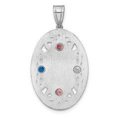 Sterling Silver Rhodium-plated Crystal Family Pendant QMP13_4SS--6